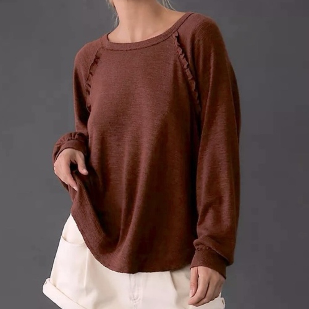 Anthropologie Pilcro Ruffled Raglan Dolman Thermal Top XXS